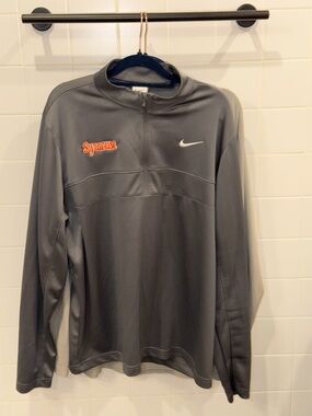 Nike Gray Quarter-Zip Pullover with Orange Syracuse Script